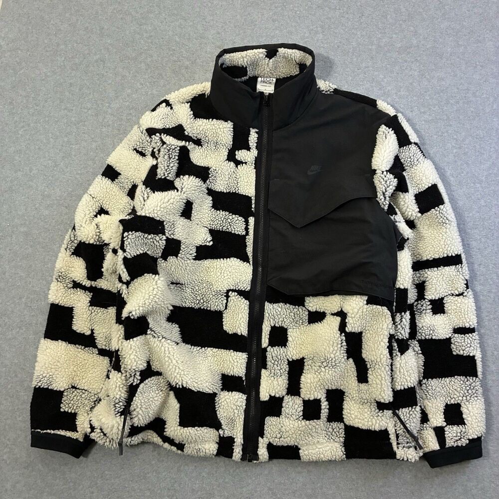 Nike Tech Pack Therma-FIT Sherpa Fleece Jacket Men’s Large Black White Full Zip